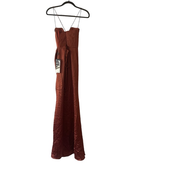 NWT Corset Cowl Satin Dress in Sienna - Picture 3 of 7